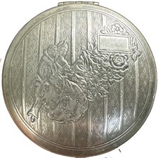 Vintage L’Ame Powder Compact Floral Victorian Couple Mirror Floral Germany picture