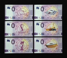 Qatar Football 2022 Fantasy 0 Euro Novelty Note Set 6pcs Mascot & Stadium picture