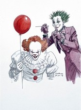 PENNY WISE AND JOKER ILLUSTRATION BY ENRICO MARINI picture