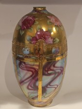 Antique Noritake Hand Painted Beautiful Gold Vase Roses picture