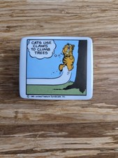 Garfield Vinatge Enesco “Cats Use Claws...” Ceramic Trinket Box & Lid 1981 picture