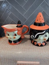 Johanna Parker Carnival Cottage Halloween Witch Cream and Sugar picture