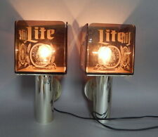 PAIR Vintage Miller Lite Brewing Everbrite Electric Light Lamp Sconce Beer Sign picture