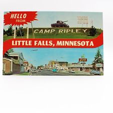 LITTLE FALLS, Minnesota MN   CAMP RIPLEY~Tank & STREET SCENE~Motels  Postcard picture