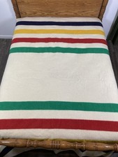Vtg Hudson's Bay Blanket 8 Point King Size 100% Wool Made in England 100