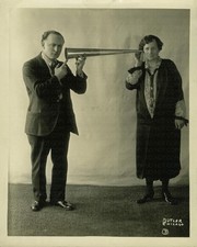 HOUDINI HOLDING A SPIRIT TRUMPET WITH MEDIUM / Archival Magician Photo Reprint picture