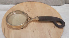 Vintage Large Brass Sarreid Ltd Magnifying glass 14” x 5“ Round With Wood Handle picture