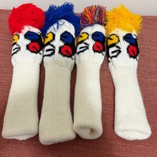 Vintage Knit Golf Club Headcovers 4 Piece Set Pom Pom Novelty picture