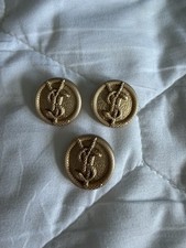 Yves Saint Laurent YSL Vintage Buttons Set Of 3 Gold Tone Snake Logo 20mm picture