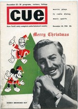 Walt Disney 1954 Christmas Cover CUE Magazine Disneyland TV and Park Promotion picture