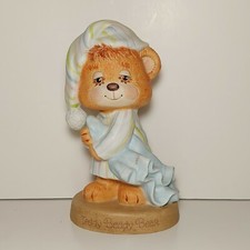 Vintage Enesco Teddy Beddy Bear Figurine Teddy w/ Blanket 1982 Morgan Inc picture