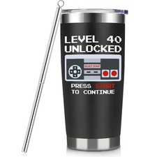 40th Birthday Gifts for Men 20oz Travel Tumbler with Straw for Men Black picture