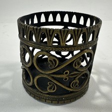 MMA Brass Metal Ornate Scroll/Wine/Candle Holder Filigree Pattern w/Bronze Tone picture