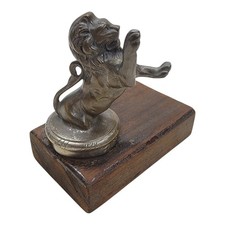 Antique 1928 Franklin Lion Hood Ornament Aura Vincit Pat 73161 Bronze Mascot picture
