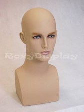 2PCS Male Fiberglass Mannequin Egg Head Bust Wig Hat Jewelry Display #ERAF2 X2 picture