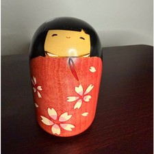 Vintage Japanese Kokeshi Doll Music Sakura Cherry Blossom Wood Original Box picture