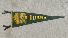 Vintage 1950’s Idaho Souvenir Felt Pennant 25” Native Chief Tourist Antique Rare picture
