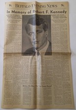 1968 IN MEMORY OF ROBERT F. KENNEDY Buffalo NY COMMEMORATIVE Newspaper RFK picture