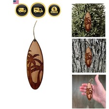 Palm Tree Surfboard - Cedar Ornament picture