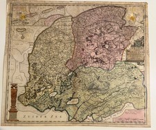 1706 Pieter Schenk Monumental Map of Friesland—Full Period Hand Color picture