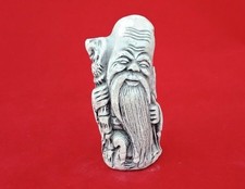 Vintage Chalkware Wealth God Statue: Asian Folk Art Collectible picture