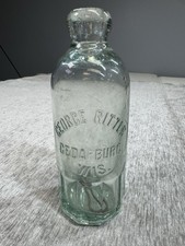 Vintage George Ritter Cedarburg WI Aqua Green Blob Top Soda Bottle Embossed picture