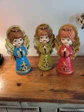 Vintage Ardco Chalkware Angels Trio MCM Christmas Praying Angel Japan Set 3 picture