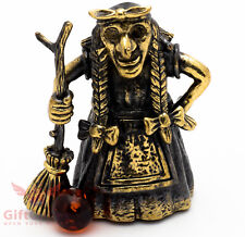Solid Brass Amber figurine bell Baba Yaga Witch Folk villain IronWork picture