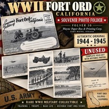 VTG 40s WWII Fort Ord California Souvenir Postcard Folder Army Military Unused picture