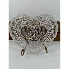 Hofbauer The Byrdes Crystal Collection Lead Crystal Heart Dish Birds Germany VTG picture