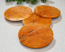 4-Piece Golden Quartz Round Plate Set – Spiral Design with Top Hole, Decorative picture