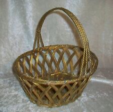 Vintage Decorative Crafts Hand Woven Oval Brass Wire Easter Bread Basket India picture