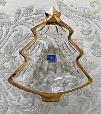 Vintage Studio Nova Yuletide Spirit Gold Accents Sweet Dish Glass Christmas Tree picture