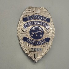 Vintage Private Security Badge Silver Tone - Paragon - 7863 - Eagle - Pinback picture