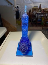 Vintage Blue Glass Turtle Dragon Statue Longgui Figurine picture