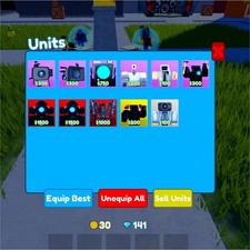 Roblox Units Inventory Game Item/Asset - Equip Best, Unequip All, Sell Units  picture