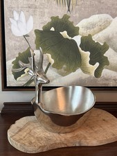 Vintage Stag Head Bowl Chrome Serving Decor Aspen Hunting Lodge Reindeer picture