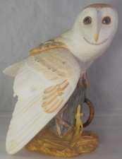 1987 Franklin Mint Barn Owl Figurine Hand Painted Porcelain Bird Statue picture