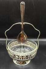 Queen Anne Vintage Jam Dish Silver Plated Gallery Frame on Base w/handle/spoon picture