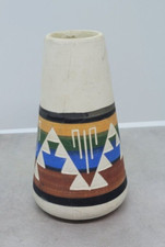 Sioux Pottery Native American Vase Unglazed Signed M Blacktail Deer South Dakota picture