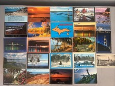 Lot of 23 Vintage Michigan Postcards Mackinac Bridge Lake Beach Fall Winter picture