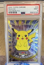 Topps 2000 Pokémon TV Topps Chrome Pikachu #25 PSA 9 59970720 picture