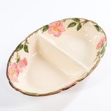 Vtg Franciscan Desert Rose Divided Oval Serving Dish Bowl 10.75in Pink Floral picture