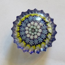 Vintage Scottish Perthshire Millefiori Art Glass Paperweight 2 Inches picture