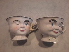 Vintage Bailey's Irish Cream Set of HIS & HERS YUM Mugs Winking Face W/Error picture