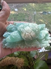 Carribean Calcite Crystal Sea Turtle Carving 4” 207 Grams  picture