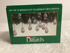 Vintage Dillards Trimmings Set Of 24 Iridescent Teardrop Ornaments picture