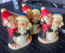 Vintage hard plastic mold  Winter Penguin Figurines Set of 3 Christmas rare picture