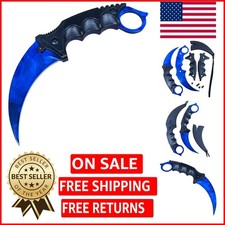 Doppler Sapphire CS2 Karambit - 55 HRC Blade, Ideal for Bushcrafting and Hunting picture