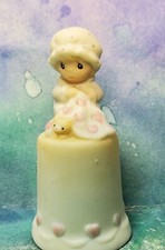 SMC1 1984 Precious Moments Love Covers All  Thimble #12254 Girl Sewing Quilt picture